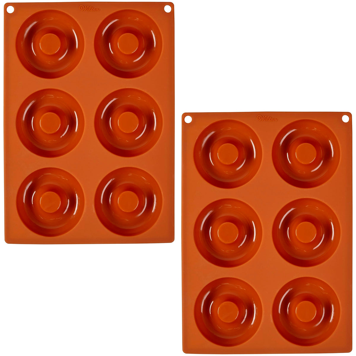 Wilton 6-cavity non-stick donut pan for easy release and perfect shapes.