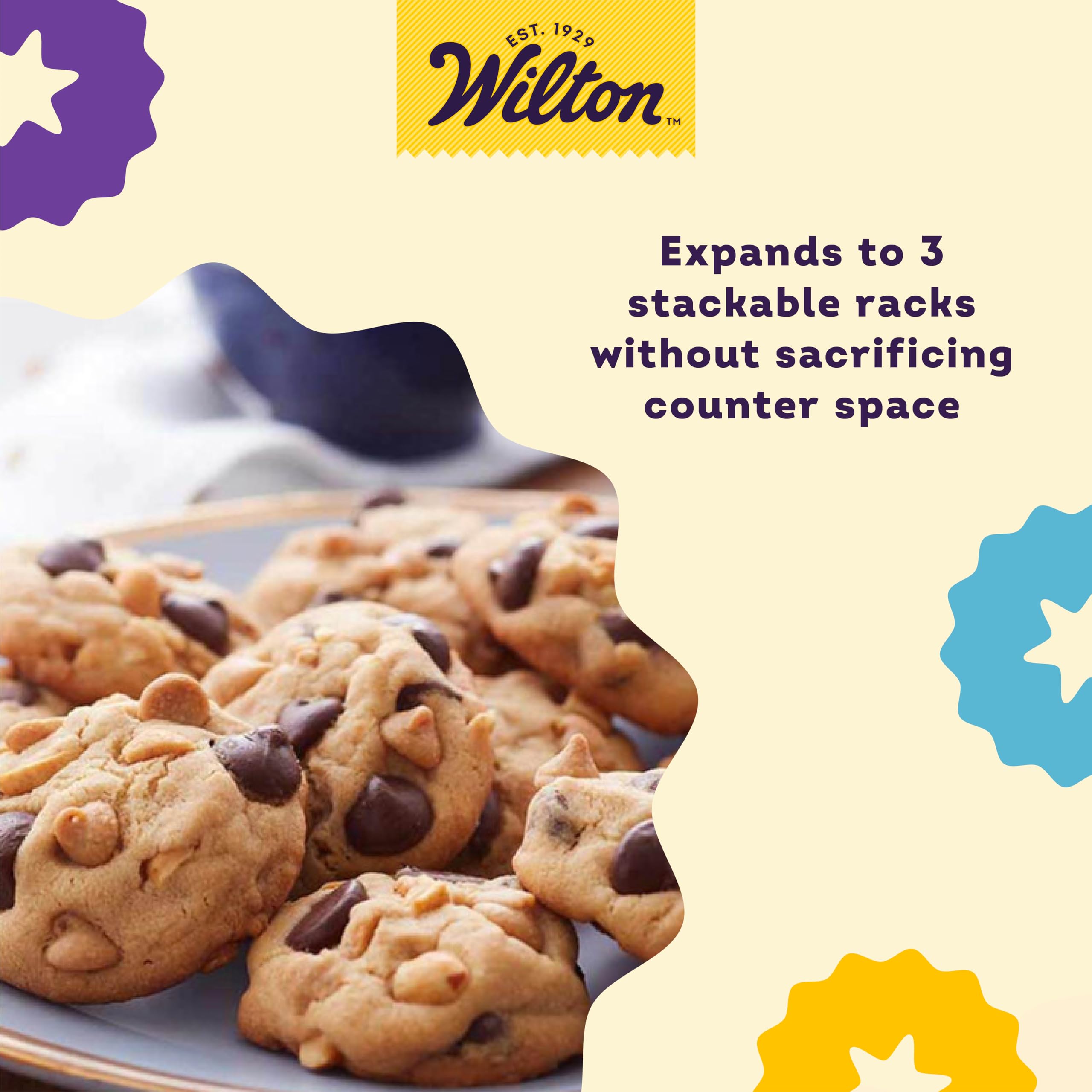 Wilton Excelle Elite 3-Tier Cooling Rack grid design promotes efficient airflow.