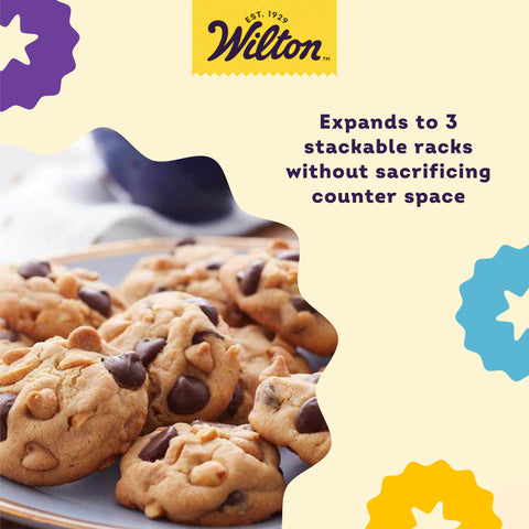 Wilton Excelle Elite 3-Tier Cooling Rack grid design promotes efficient airflow.
