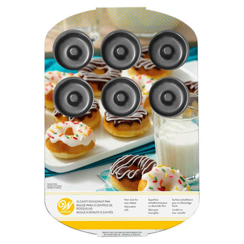 Dimensions of the Wilton Mini Donut Pan highlight a compact counter footprint.