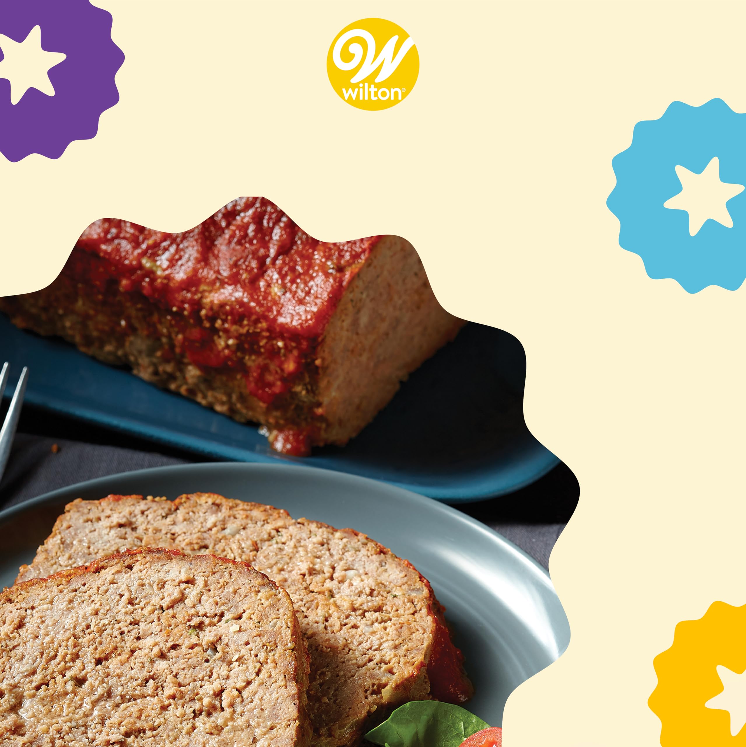 Wilton Perfect Results meatloaf pan 2-piece set enables versatile meatloaf recipes.