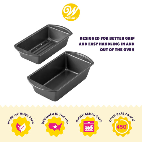 Wilton Perfect Results meatloaf pan with nonstick coating for easy release and cleanup.