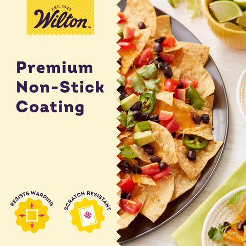 Even baking performance of the Wilton pan yields consistent crust from edge to edge.