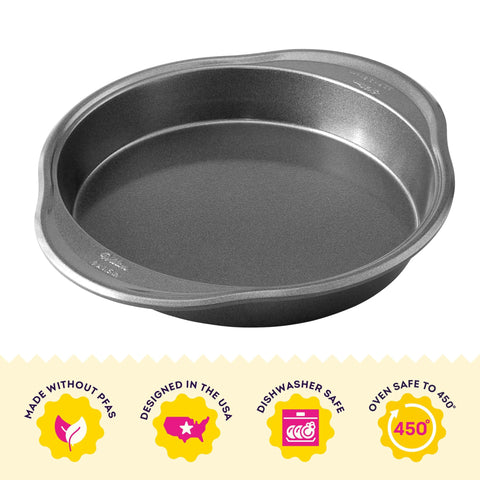 Wilton platinum pan is oven-safe up to 450°F for versatile baking sessions.