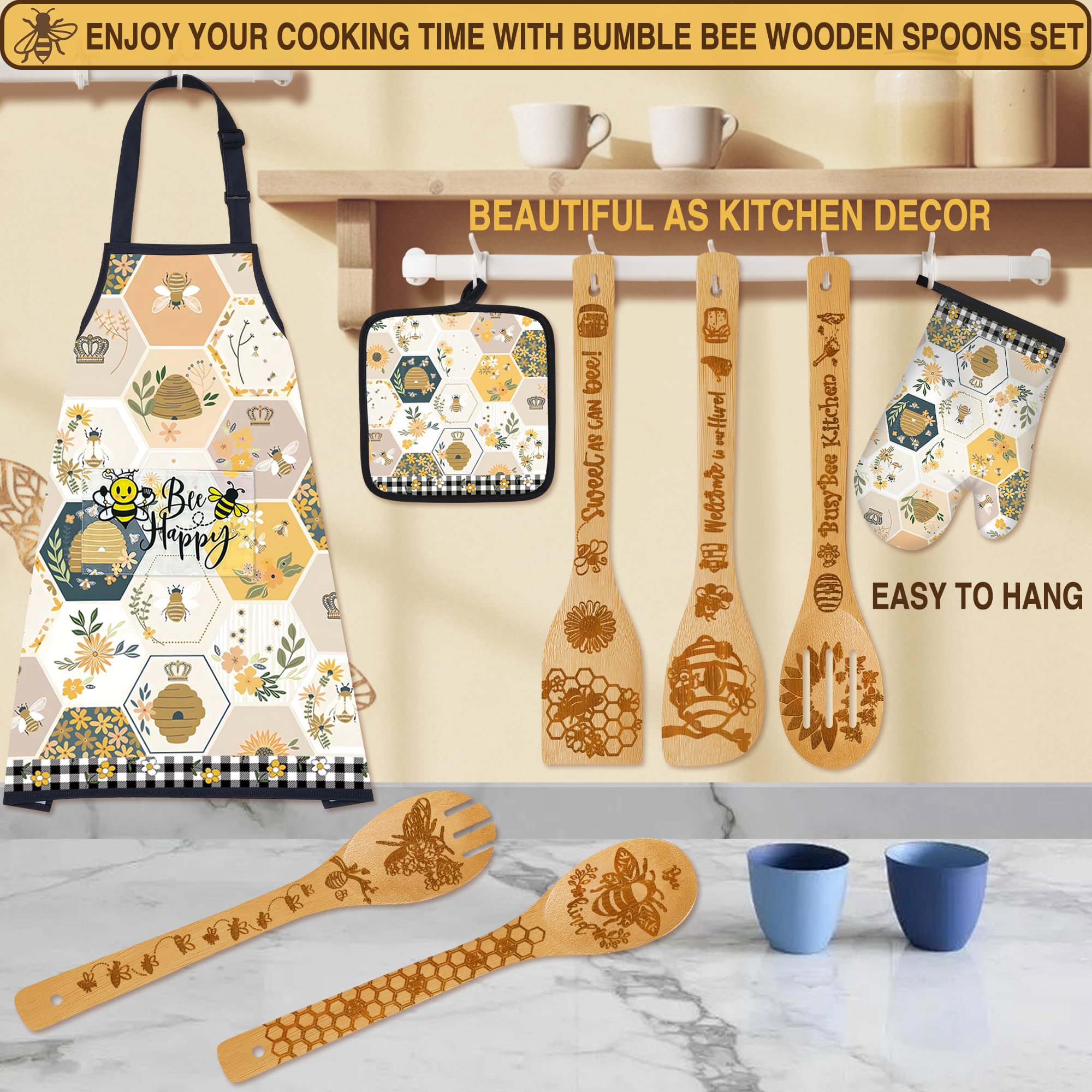 Wimabuden Bee Gifts spoons closeup with engraved bee patterns