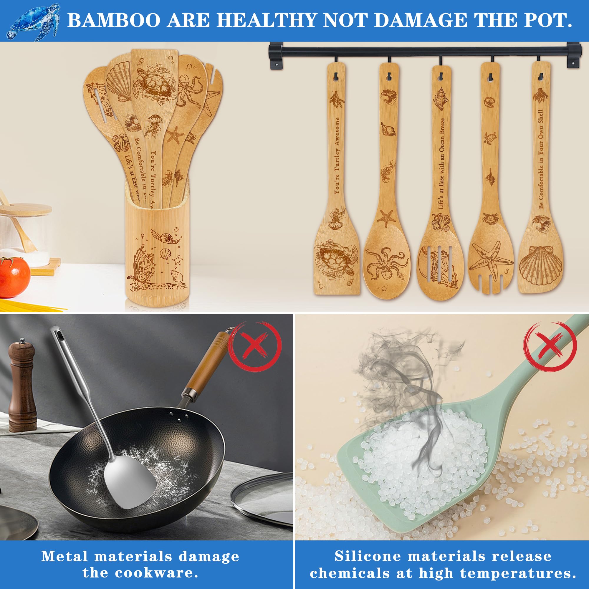 Wimabuden conch pattern bamboo spoon elevates kitchen ambiance
