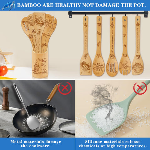 Wimabuden conch pattern bamboo spoon elevates kitchen ambiance
