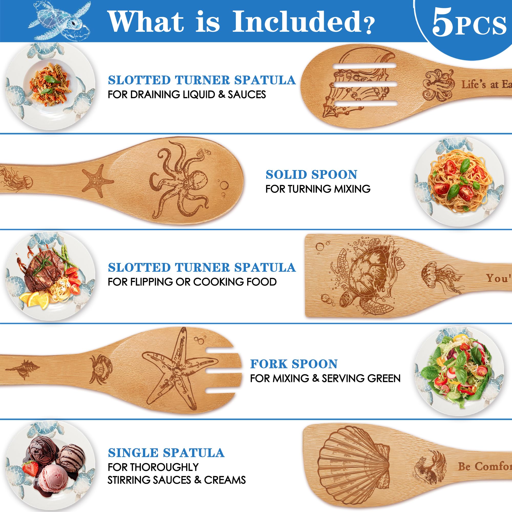 Wimabuden shell pattern bamboo spoon enhances kitchen charm