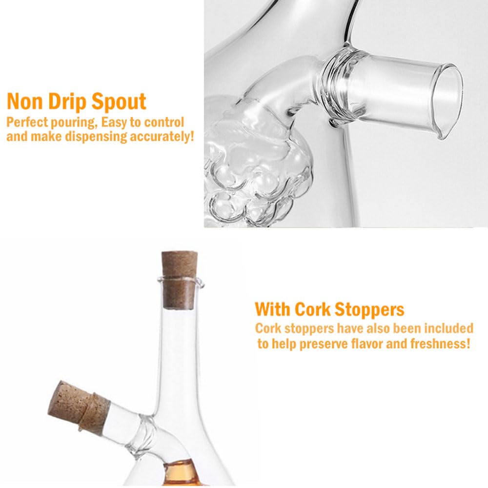 WINAKUI clear glass cruet reveals oil level at a glance.