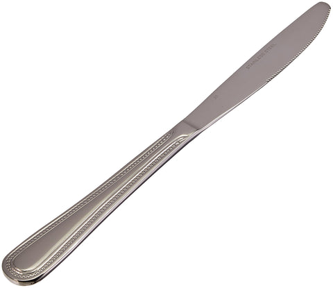 Winco Dots dinner knife handle detail with beaded neck for a classic table look