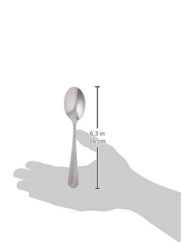 Winco Lafayette teaspoon handle detail, ridged double scallops, durable for daily commercial use.