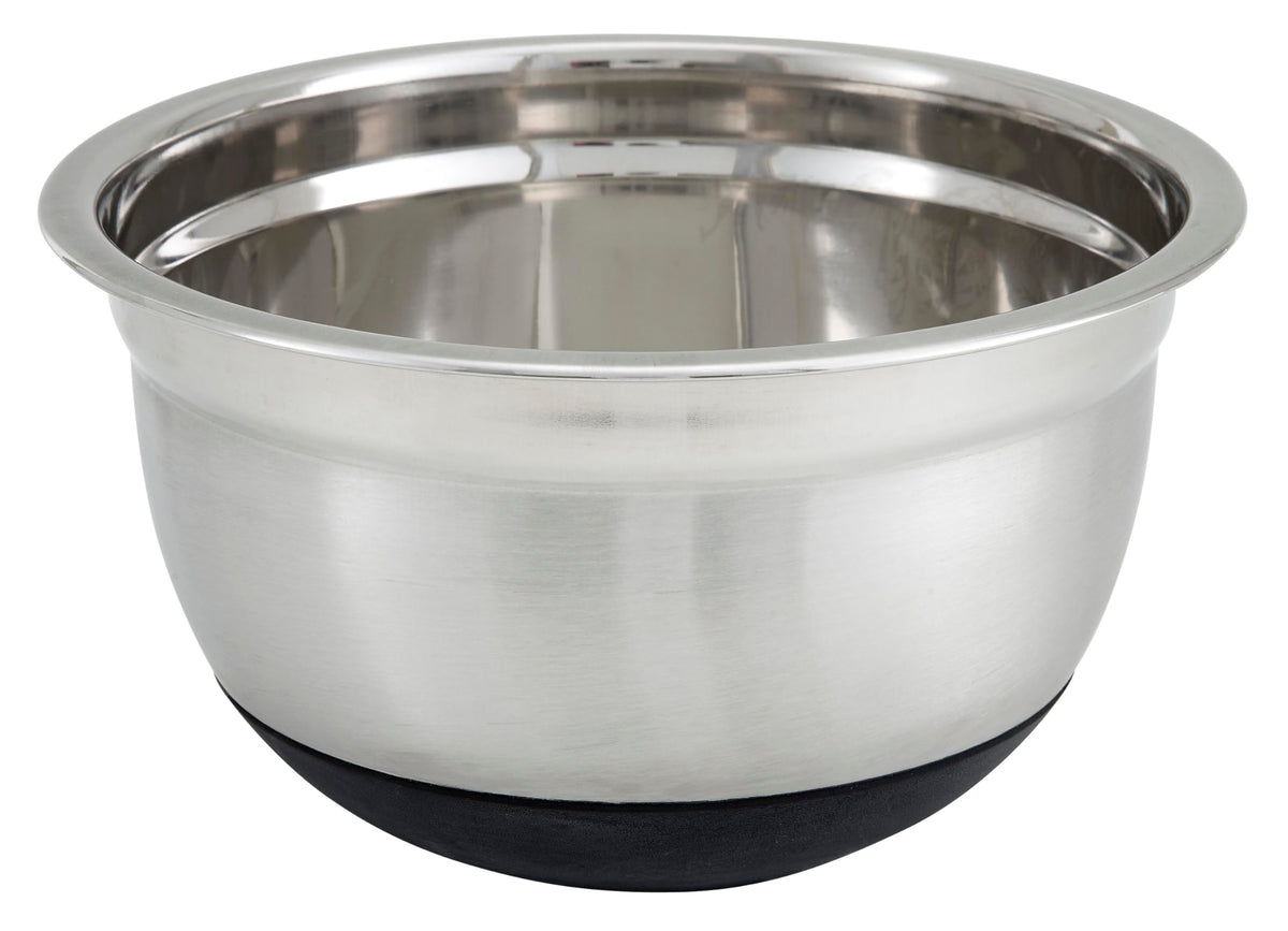 Winco 1.5-quart mixing bowl with silicone base, front view, non-slip stability.