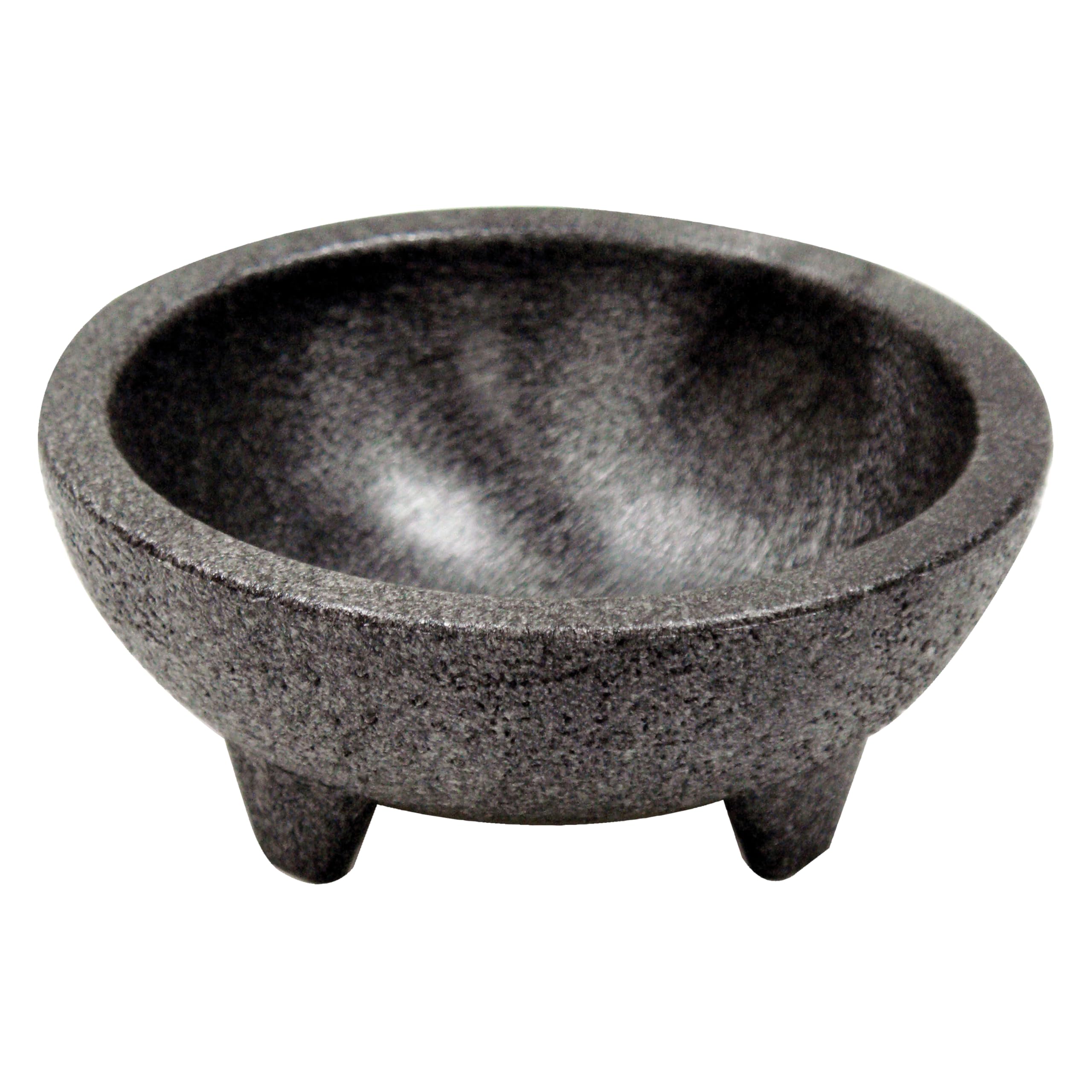 Winco molcajete salsa bowls set of four in black for organized salsa service.