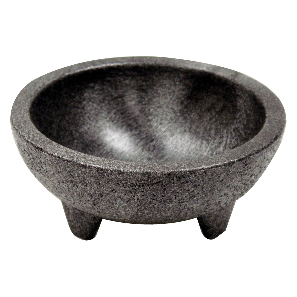Winco molcajete salsa bowls set of four in black for organized salsa service.