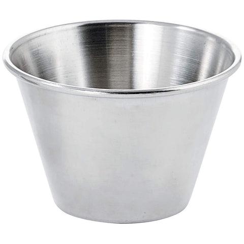 Winco SCP-40 round stainless steel ramekin for sauces and dips, durable and rust-resistant.