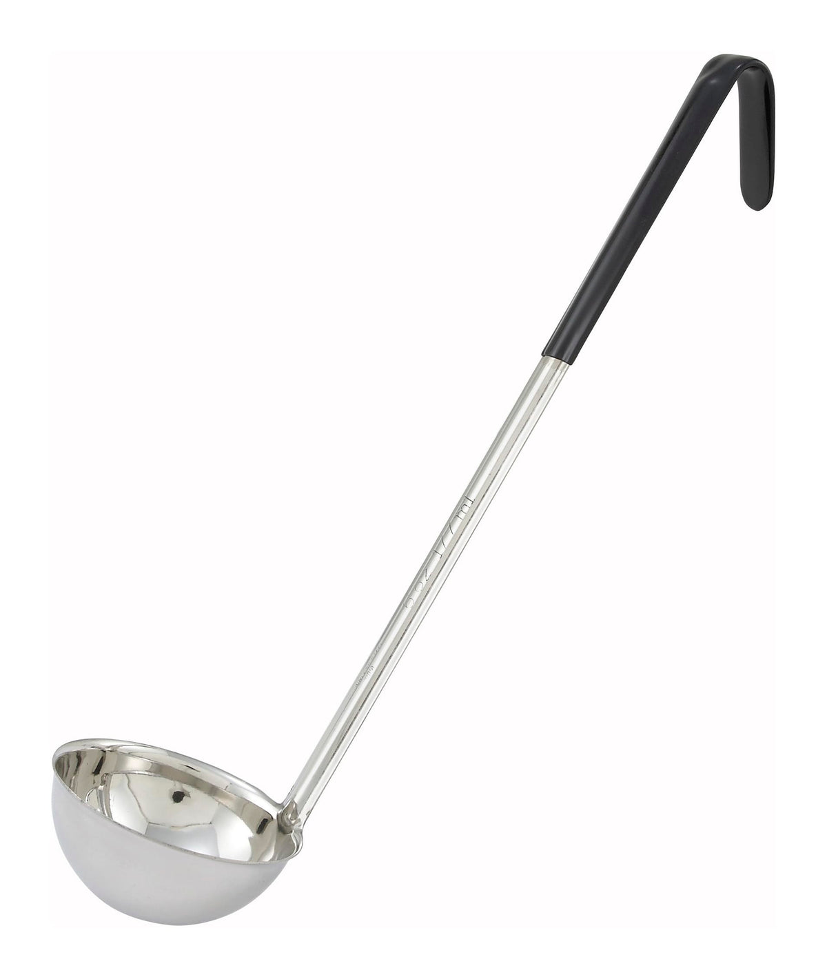 Winco stainless steel ladle 6oz pour with insulated cool grip.
