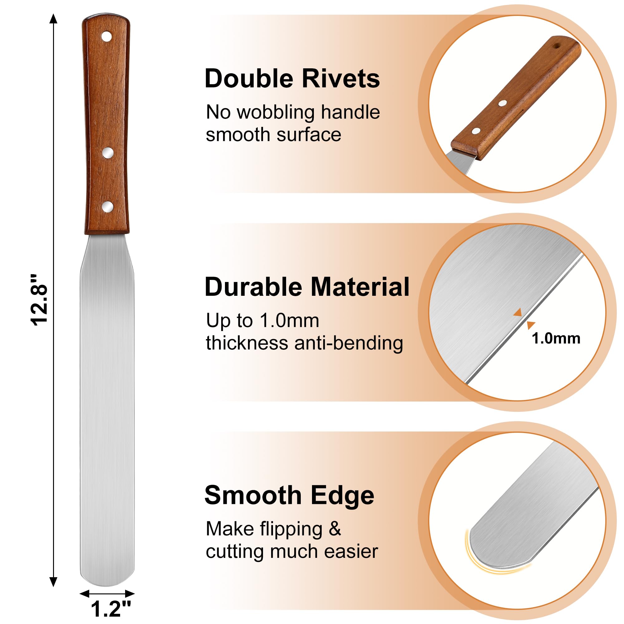 WINDESK wood handle offset spatula 12 inch for precise crepe spreading