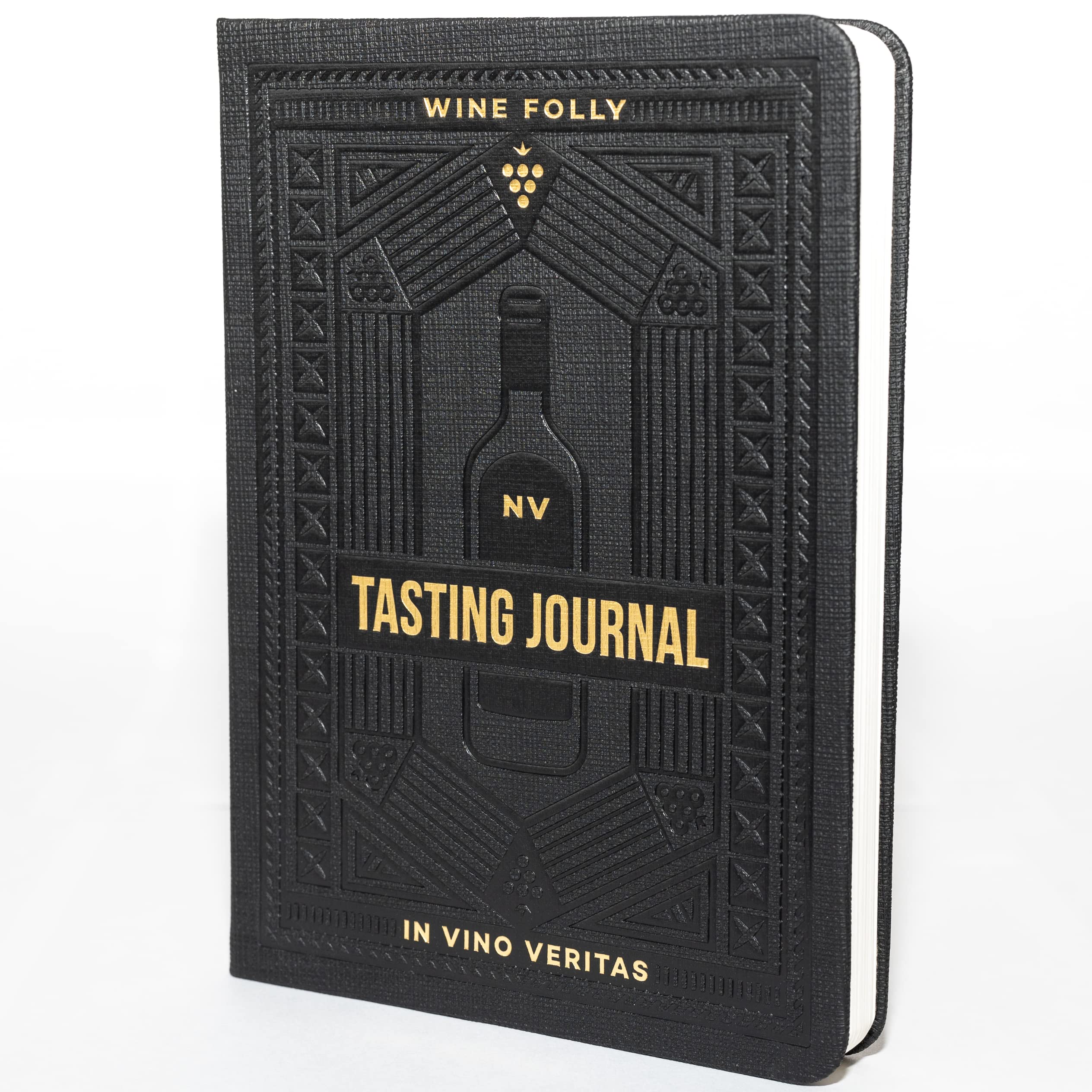Wine Folly Wine Tasting Journal cover in black and gold, ideal for gifting