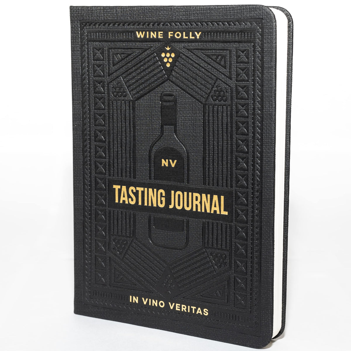 Wine Folly Wine Tasting Journal cover in black and gold, ideal for gifting