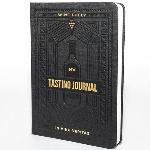 Wine Folly Wine Tasting Journal cover in black and gold, ideal for gifting