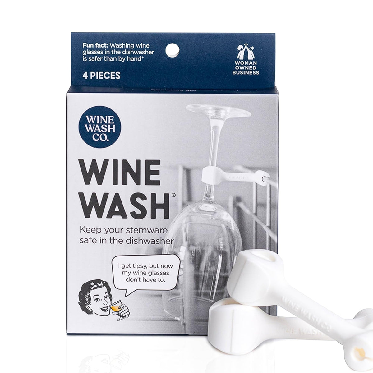 Wine Wash clip-stemware-attachment stabilizes delicate glasses during dishwashing.