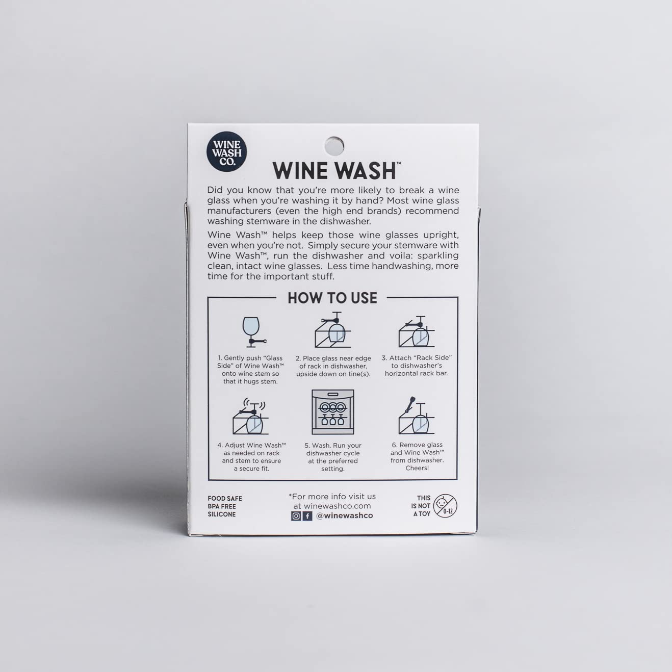 Wine Wash keeps glasses polished and racks clean.