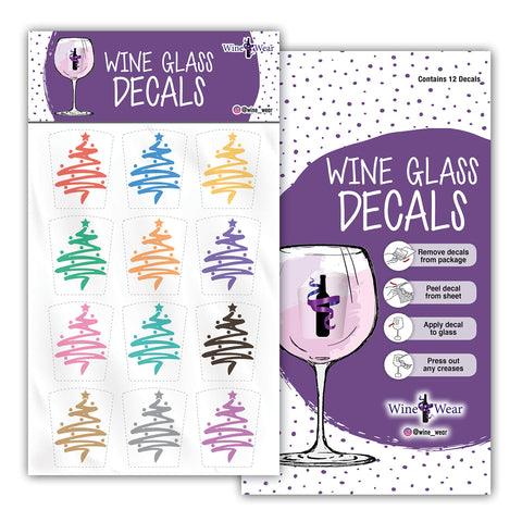 Wine Wear Christmas tree design on glass for holiday labeling.