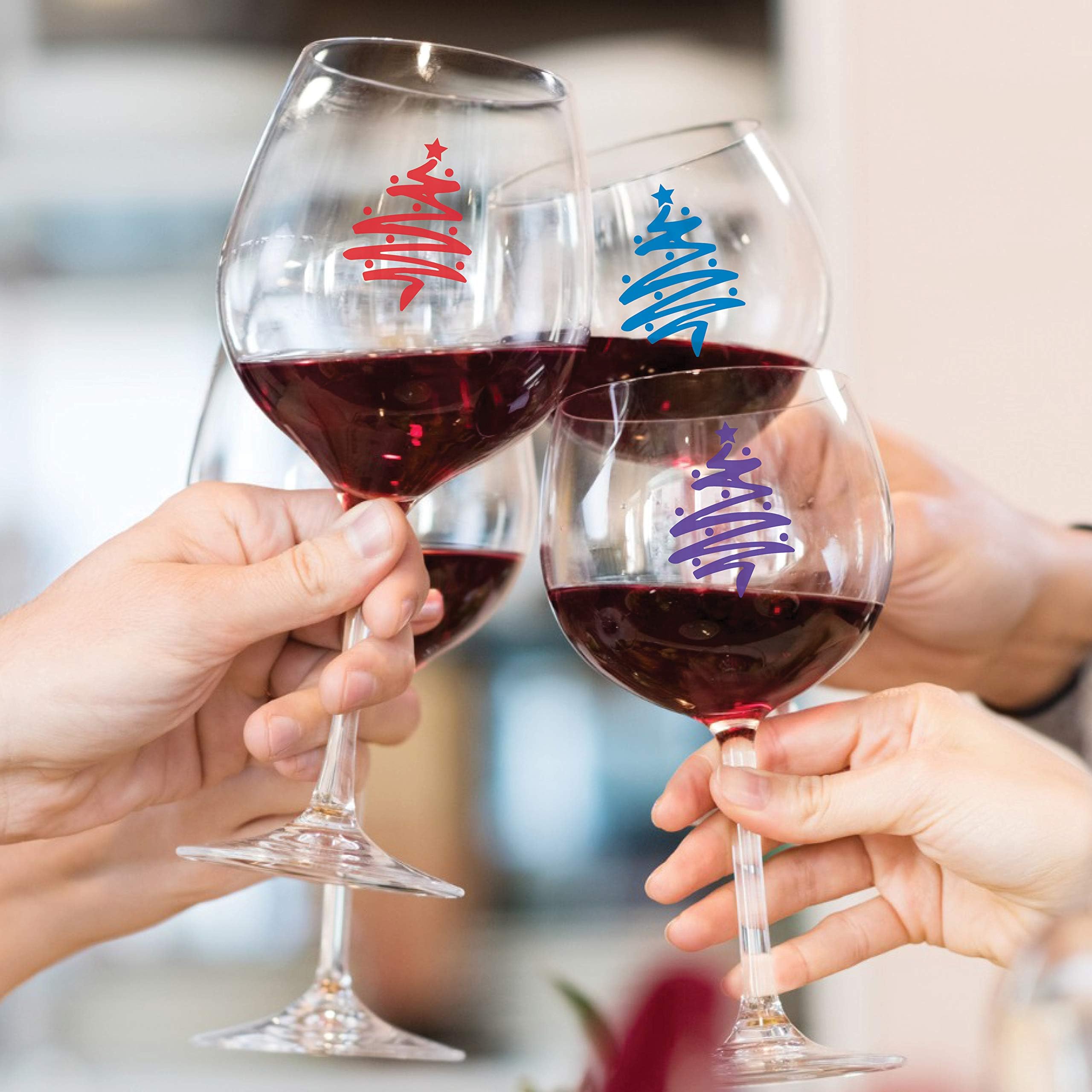 Wine Wear static cling vinyl closeup showing reusable glass decals.