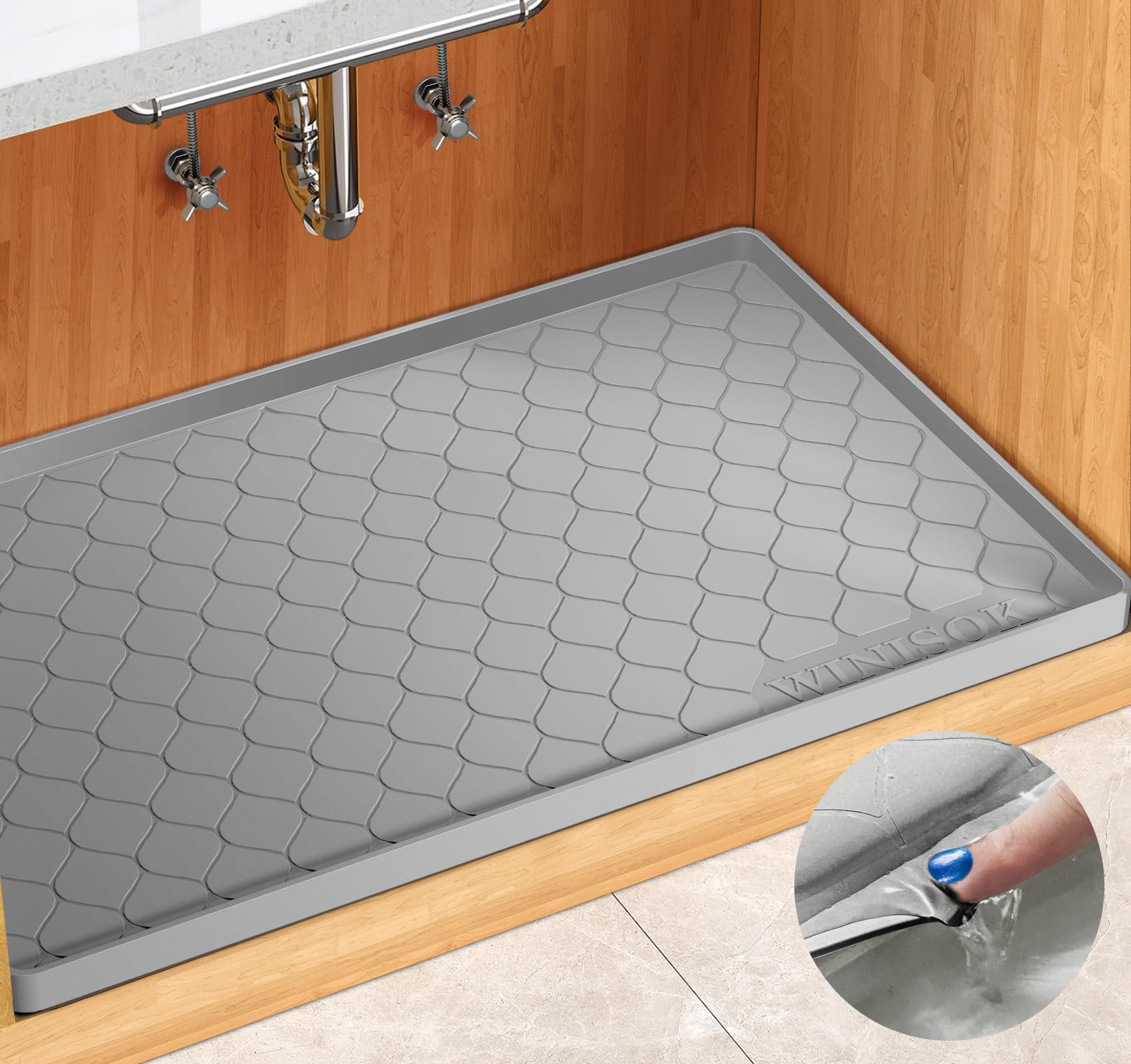 Winisok under-sink mat protects cabinets from leaks and spills
