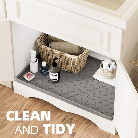 Winisok under sink mat easy-clean texture in action