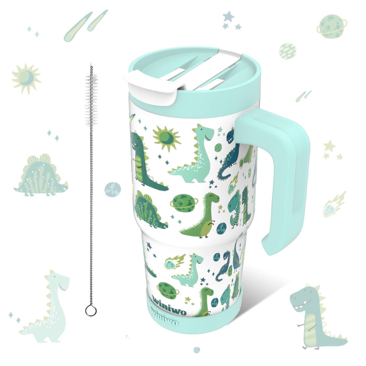 WINIWO 22 oz tumbler with kid-friendly handle for easy grip on the go.