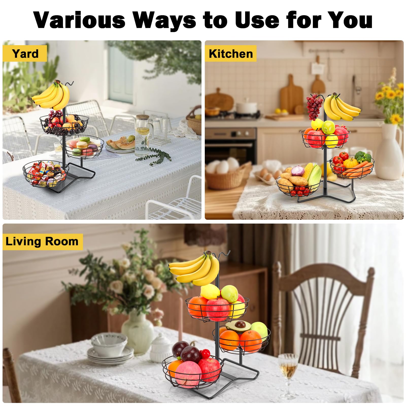 Great for bread, snacks, and produce on the same compact organizer