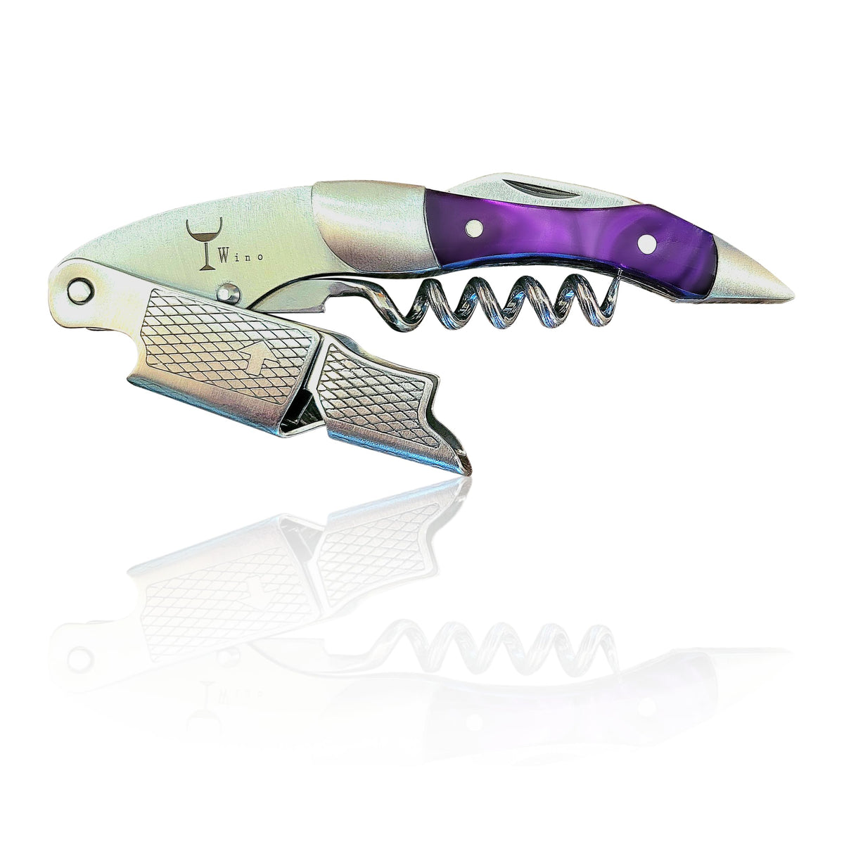 Wino Wine Key corkscrew close-up highlighting smooth lever for easy cork removal.