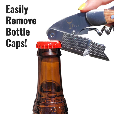 Wino Wine Key foil cutter close-up demonstrates precise foil cutting.