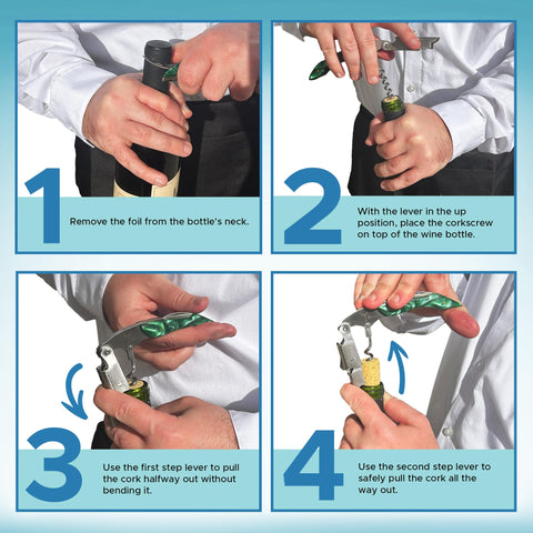 Wino foil cutter provides a sharp curved blade for clean foil removal.