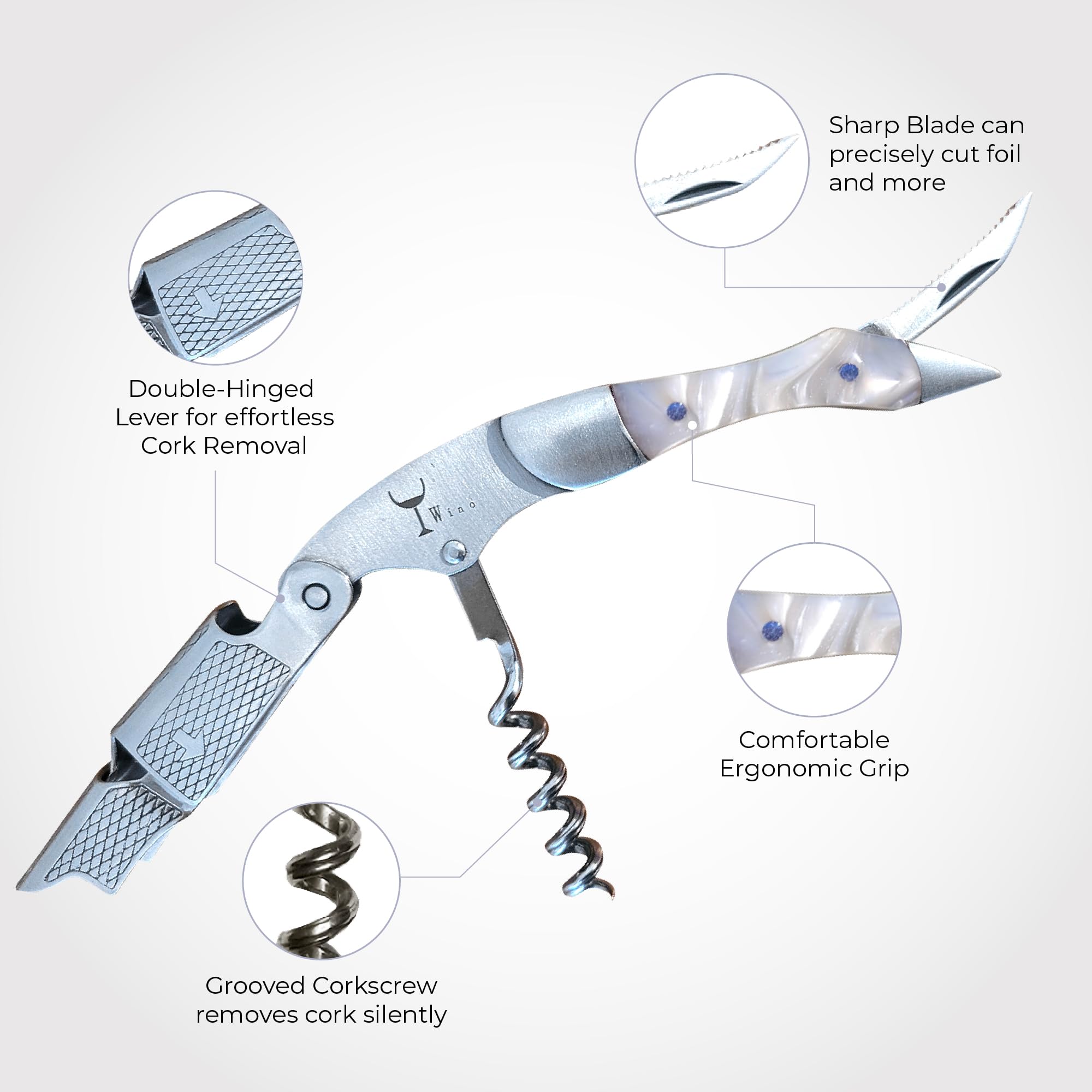 Wino Wine Key spring-loaded lever for effortless cork removal