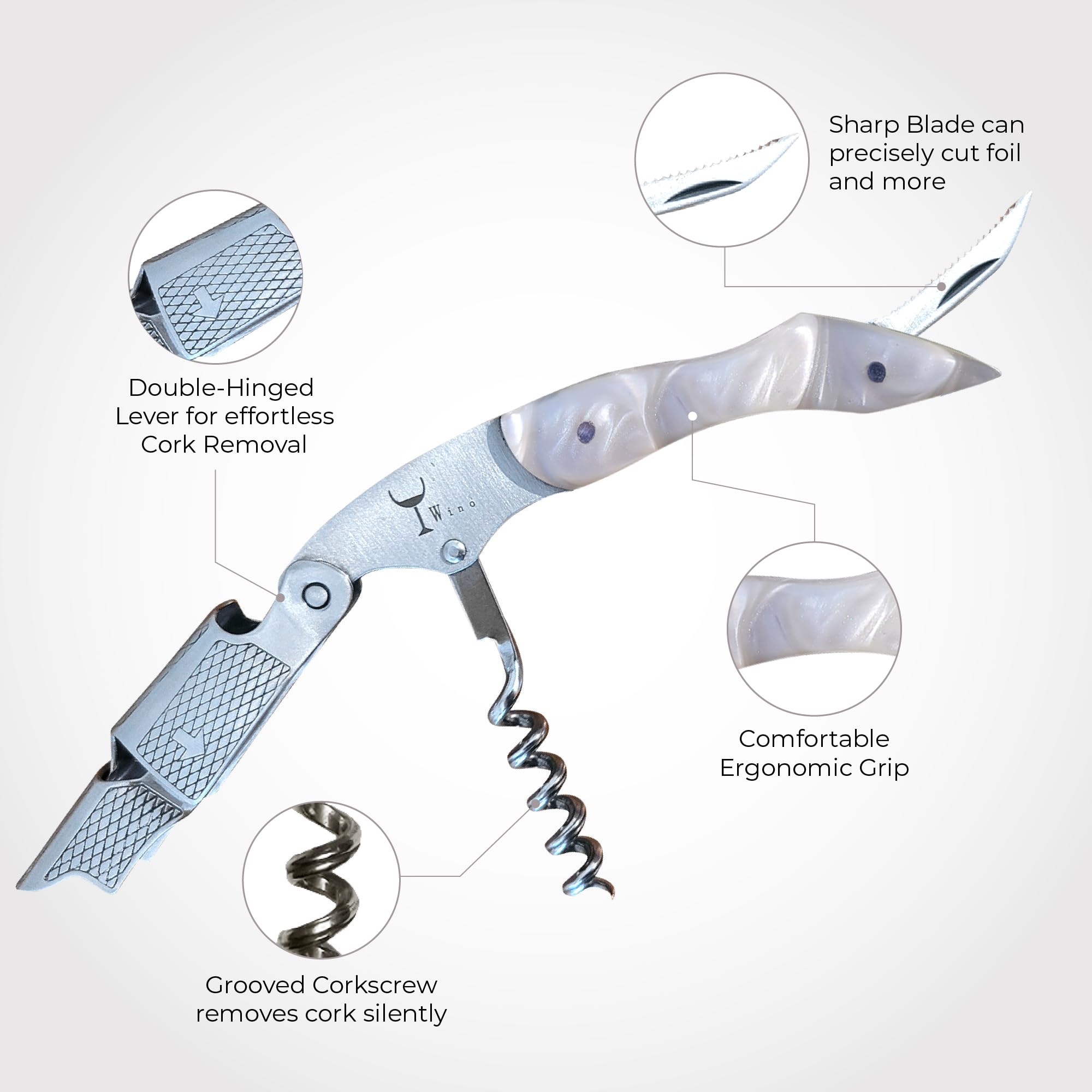 Wino Wine Key sturdy design provides comfortable grip during bottle opening.
