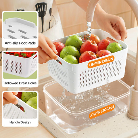 Winproper 5-pack fruit storage large 106oz bin simplifies fridge organization and preserves produce longer