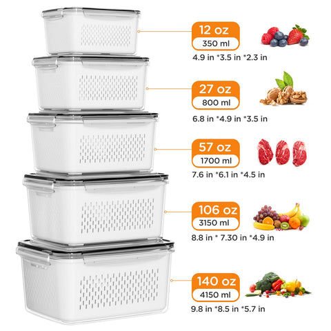 Winproper 5-pack fruit storage mini 12oz bin for compact snacks and leftovers