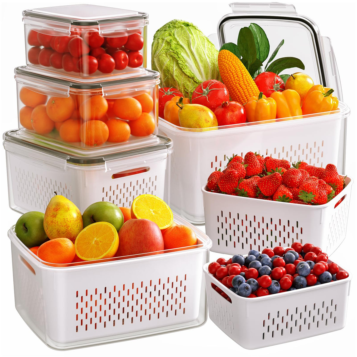 Winproper fruit storage 6-pack keeps produce organized and fresh in the fridge.