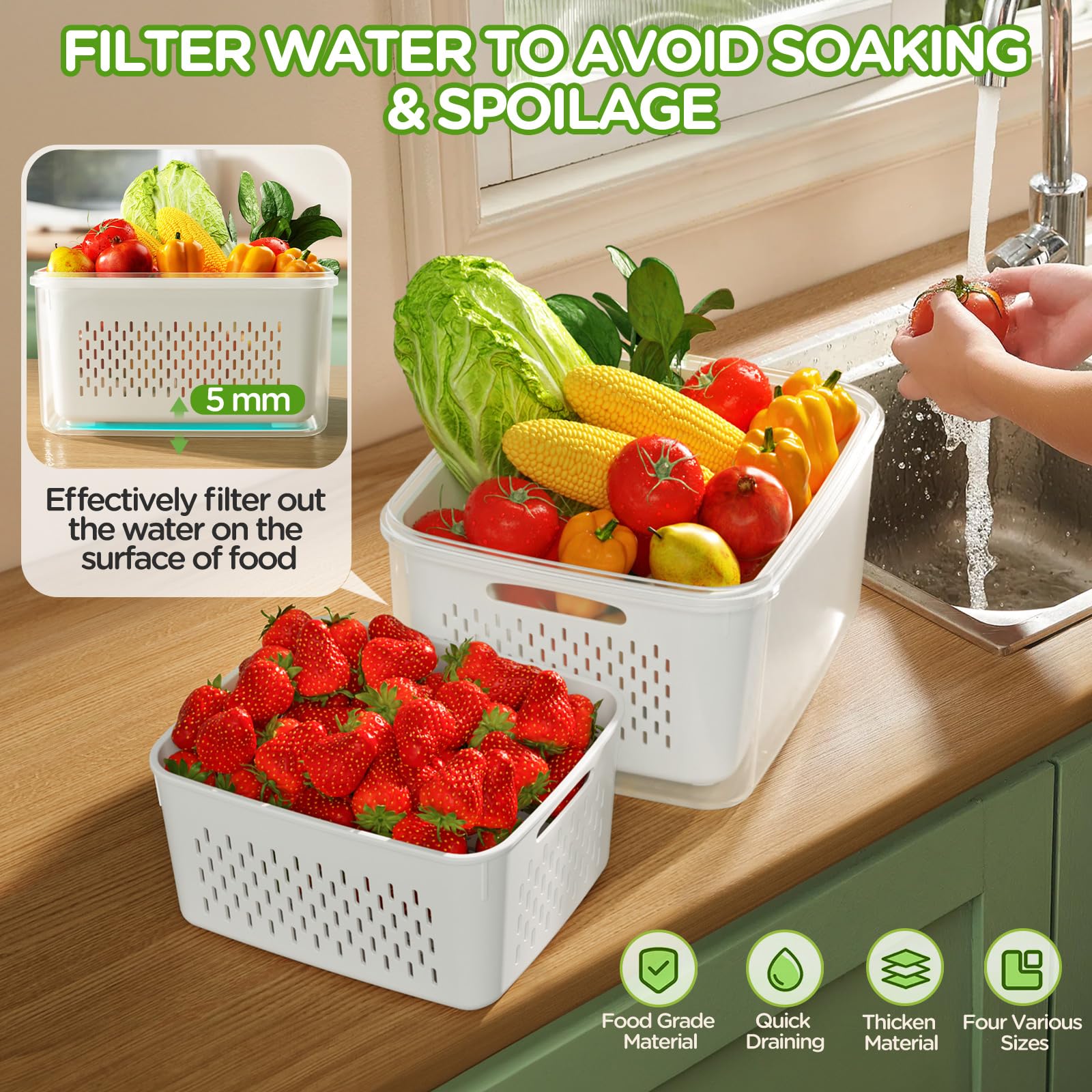 Removable colander in Winproper system for easy washing.