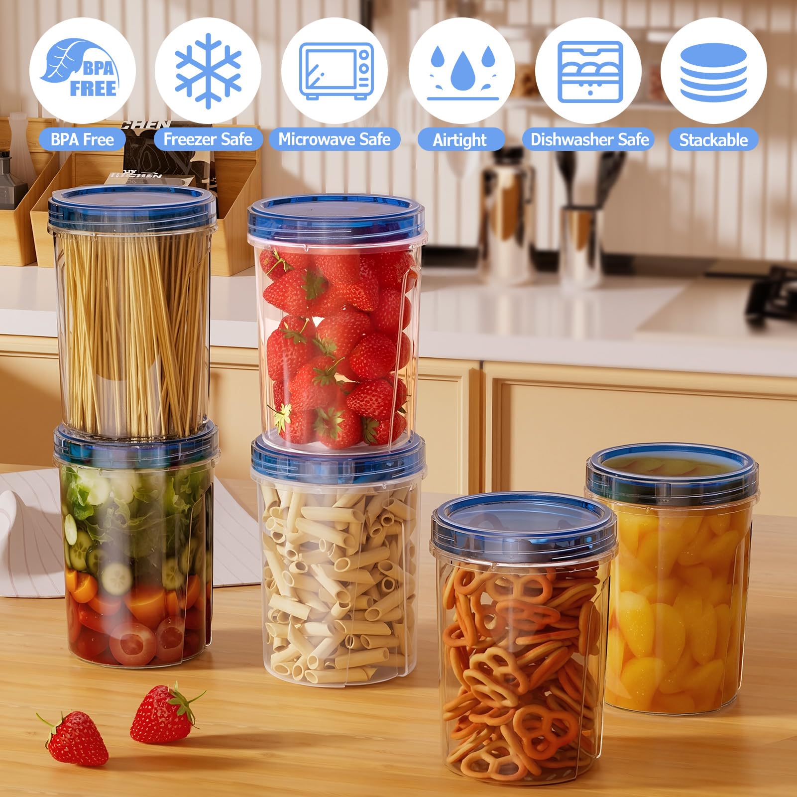 Winproper stackable 32oz containers save space in fridge and freezer.