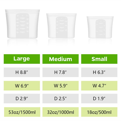 Winrock silicone bags with soft, elastic material and zip seal for mess-free lunches.