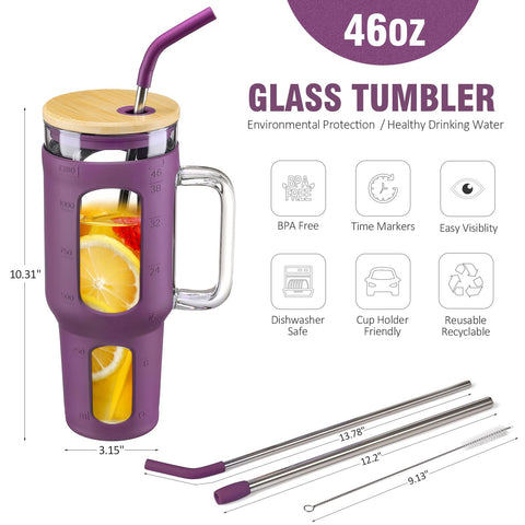 WINSA 46oz capacity marker helps track daily hydration.