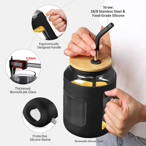 Winsa 50oz bottle with silicone sleeve protects from condensation and slips.