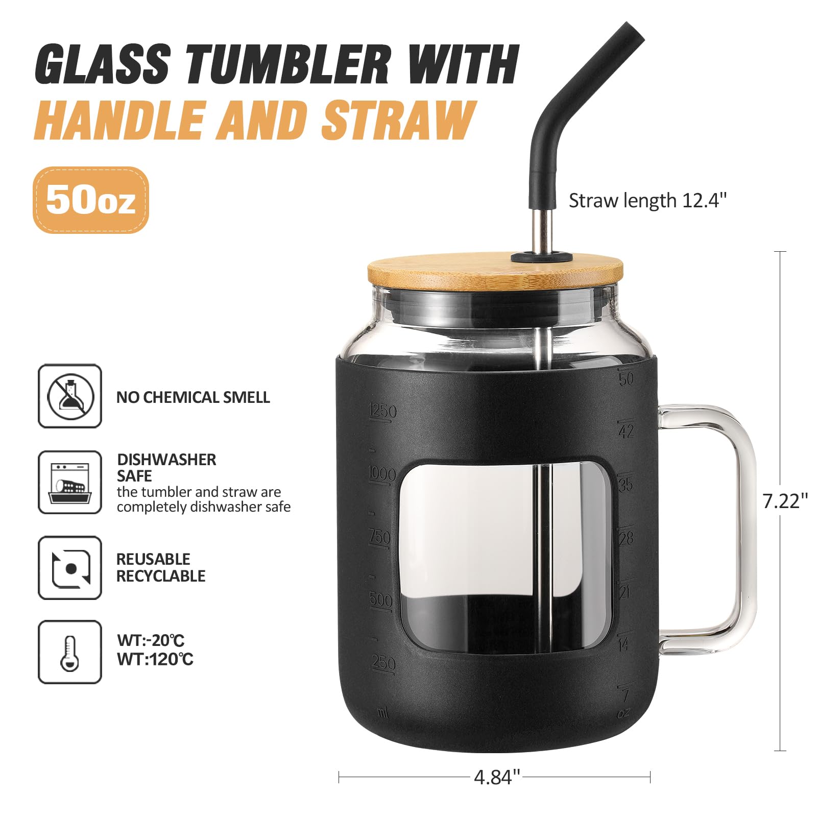 Winsa 50oz iced coffee cup with straw ideal for mornings.