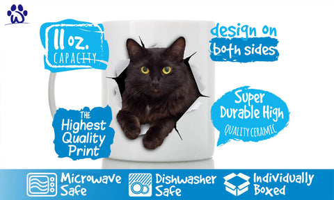 Winston & Bear black cat mug microwave-safe for hot beverages