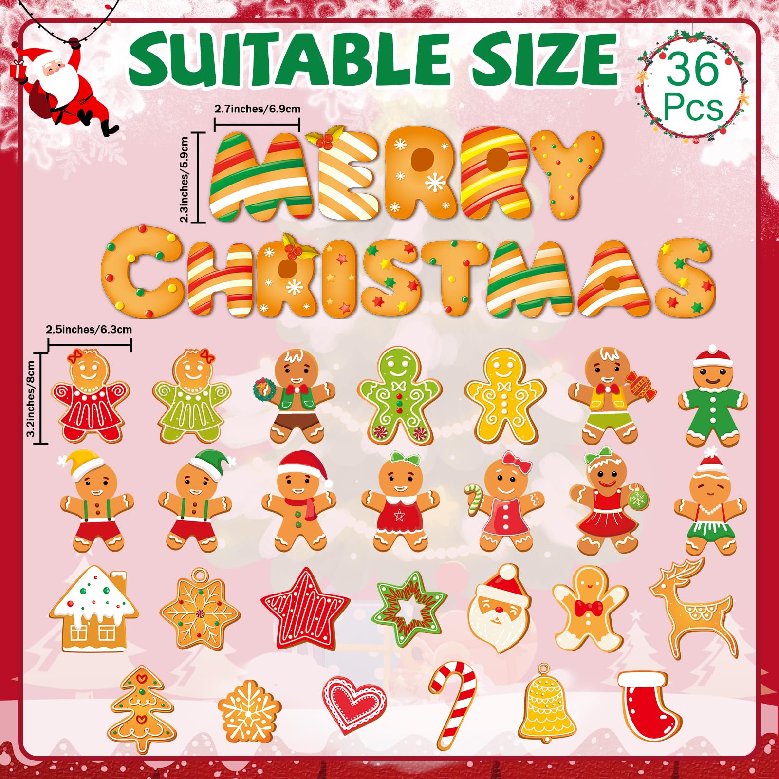 Wiooffen Christmas magnets on fridge feature gingerbread designs for holiday cheer