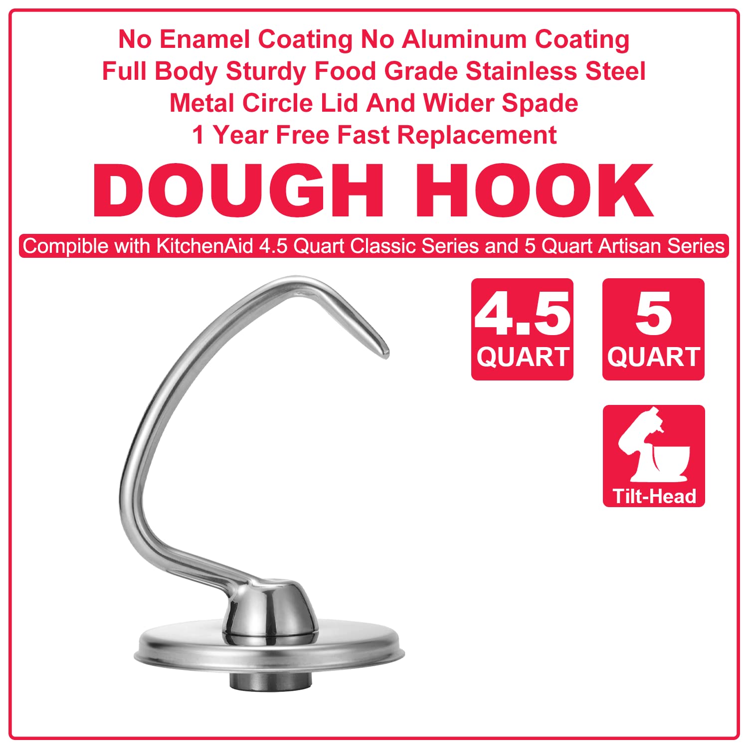 Wiselet dishwasher-safe dough hook for easy cleanup after baking.