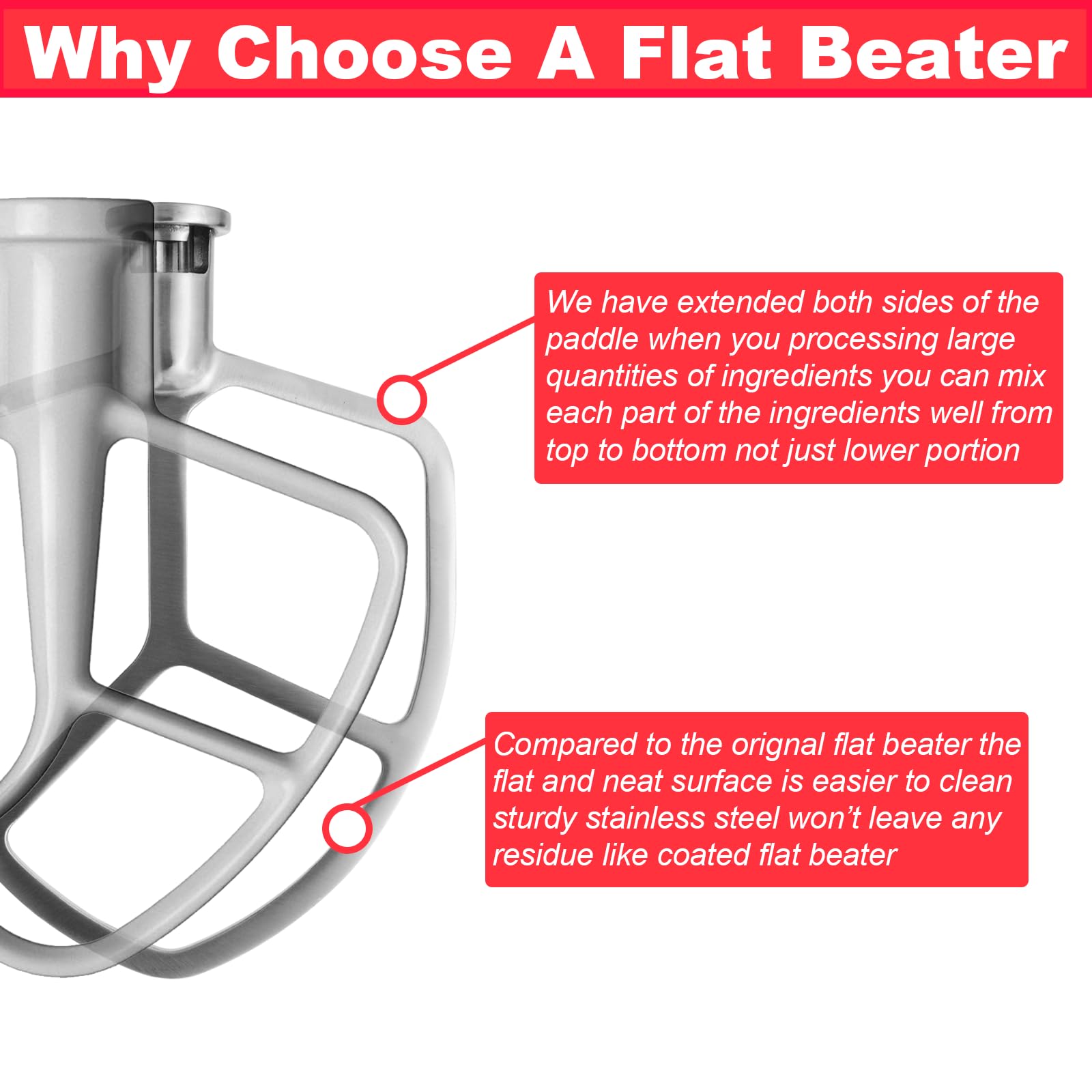 Wiselet flat beater in use blending cake batter with KitchenAid mixer.